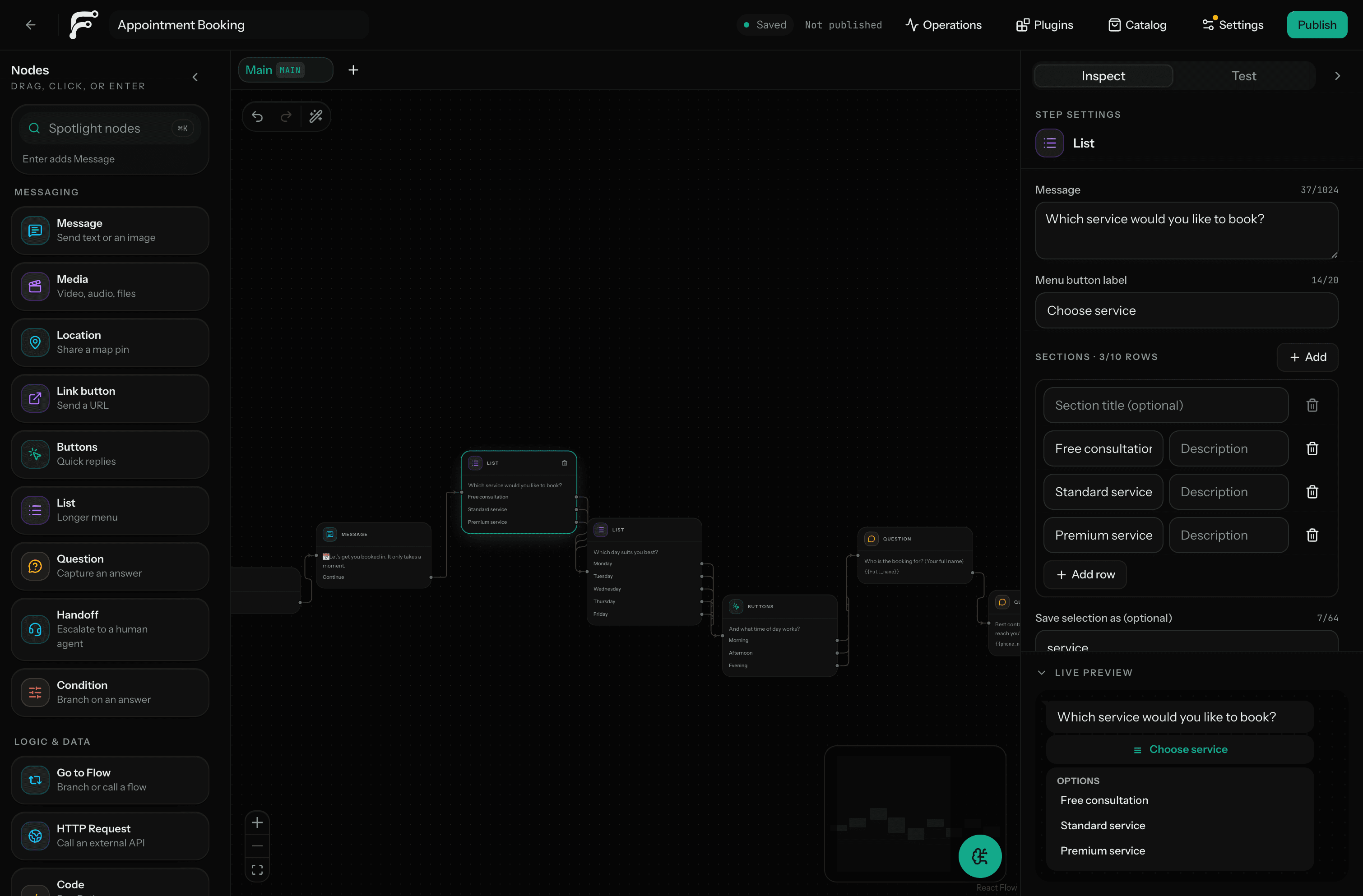 Editor view of the Fluenta workspace